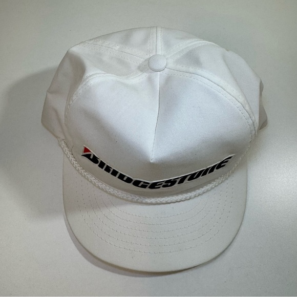 Bridgestone Tires Hat Auto Racing Vintage Twill Snapback Cap White USA Made Indy - Picture 2 of 7